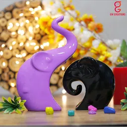 GW CREATIONS Purple 2 Pieces Elephant Figurine Showpiece-image-72