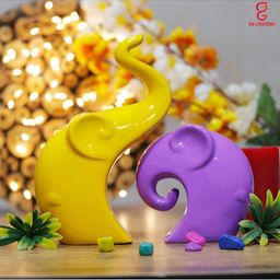 GW CREATIONS Yellow Elephant Family Fengshui Vastu Figurine Showpiece-picture-38