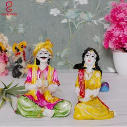 GW CREATIONS White & Yellow 2 Pieces Figurine Showpieces-picture-47