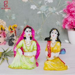 GW CREATIONS Green & Yellow 2 Pieces Figurine Showpieces-image-31