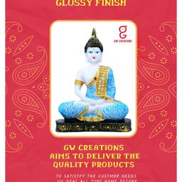 GW CREATIONS Blue & Gold-Toned Marble Medium Buddha Idol Showpiece-picture-21