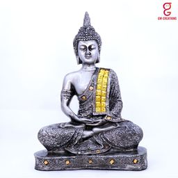 GW CREATIONS Grey Marble Buddha Idol Showpiece-image-88