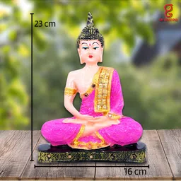 GW CREATIONS Cream & Pink Marble Buddha Idol Showpiece-image-52