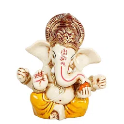 CraftVatika Cream-Coloured & Yellow Ganesha Idol Showpiece-image-45