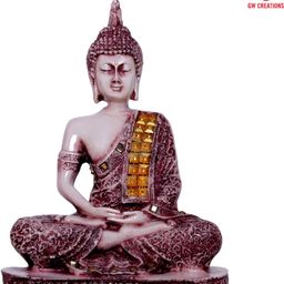 GW CREATIONS Copper-Toned Marble Medium Buddha Idol Showpiece-image-31