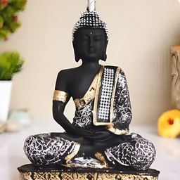 GW CREATIONS Black & Silver-Toned Buddha Idol Showpiece-picture-23