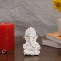 CraftVatika White Handcrafted Lord Ganesha Idol Showpiece-12