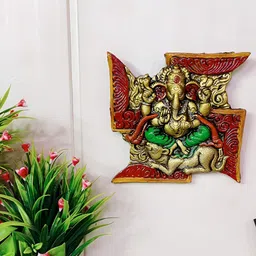 Kridaykraft Red & Gold-toned Ganesh Showpiece-15