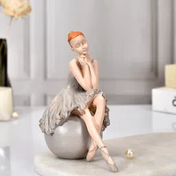 TAYHAA Grey & Orange Elegant Ballerina Decorative Figurine Showpiece-image-21