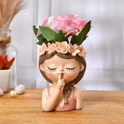 TAYHAA Pink & Beige Cute Flower Girl Head Showpiece-image-42