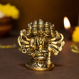 Ekhasa Gold-Toned Brass Panchmukhi Hanuman Murti Idol Showpiece-image-71