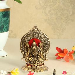 HANDICRAFTS PARADISE Gold Toned Laxmi Metal Religious Idol Showpiece-image-9