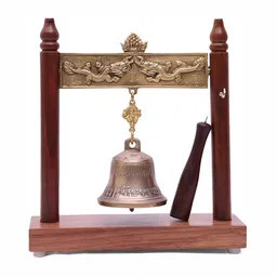 CraftVatika Gold Toned Brass Bell Idol Decorative Showpiece-image-43