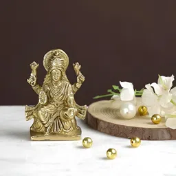 CraftVatika Gold-Toned Goddess Lakshmi Brass Showpiece-image-40