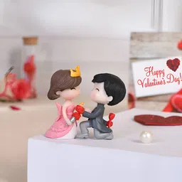 TAYHAA Grey & Pink 2 Pieces Couple Figurine Showpieces-16