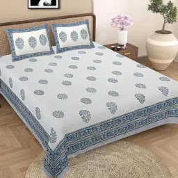 baithak krafts Multicolor Floral 300 TC Cotton King Sized Bedsheet With 2 Pillow Covers-picture-38