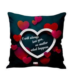 ME & YOU Teal & White Printed Square Cushion-image-79