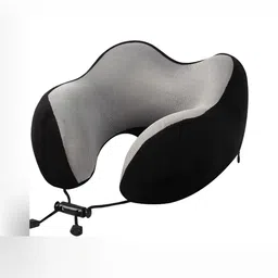 BILLEBON Black Memory Foam Filled Faux Velvet Breathable Travel Pillow-17