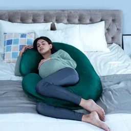 wakefit Women Green 200 GSM C-Shaped Maternity Pillow-image-82