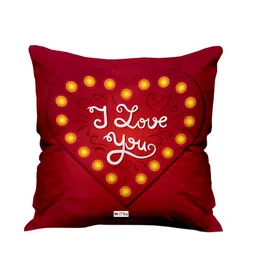 ME & YOU Red & Yellow Valentine Printed Square Pre Filled Cushion-2