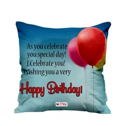 ME & YOU Blue & Red Birthday Printed Fibre Filling Square Cushion-14