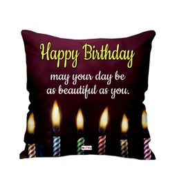 ME & YOU Maroon & Black Printed Ultra-Soft Filled Cushion-image-73
