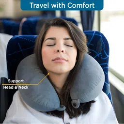 Sleepsia Grey Velvet Travel Neck Pillow-36
