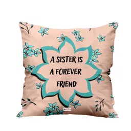 ME & YOU Peach & Blue Printed Fibre Filled Square Cushion-26