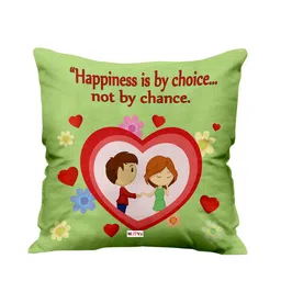 ME & YOU Green & Red Printed Square Filled Cushion-18