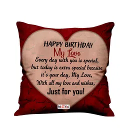 ME & YOU Red & Beige Printed Fibre Filled Cushion-image-96