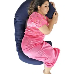 Siroki Bond Blue Fibre Filled Faux Velvet Maternity Pillow-37