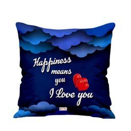 ME & YOU Navy Blue & White Birthday Printed Fibre Filling Square Cushion-image-78