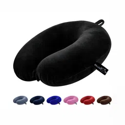 BILLEBON Black Faux Velvet Breathable Travel Neck Pillow-image-63