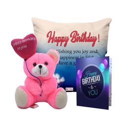 ME & YOU Blue & Pink 3 Pcs Typography Cushion Teddy Bear & Greetings Card Home Gift Set-image-97