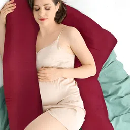Sleepsia Maroon Memory Foam Filled U-Shape Maternity Sleep Pillow-17