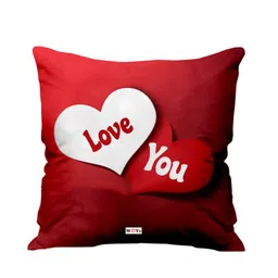 ME & YOU White & Red Printed Ultra Soft Fibre Pre-Filled Square Cushion-9