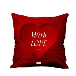 ME & YOU Red & White Printed Fibre Filled Square Cushion-15