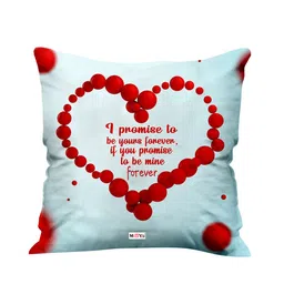 ME & YOU White & Red Printed Square Cushion Cover-3