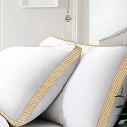 Homerz White and GoldToned 2 Pieces Polycotton Lightweight Sleep Pillows-26