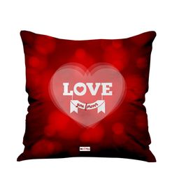 ME & YOU Red & White Love Quoted Square Shape Fibre Pre Filled Cushion-11