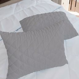 AVI Set Of 2 Grey Quilted Microfiber Filled Sleep Pillows-23