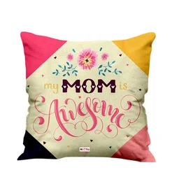 ME & YOU Beige & Pink Printed Square Cushion-38