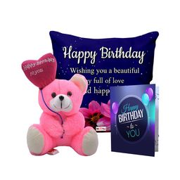 ME & YOU Pink & Blue 3 Pcs Printed Cushion Teddy & Card Gift Set-image-88