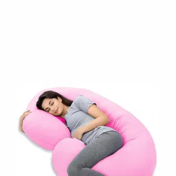 Siroki Bond Pink Fibre Filled Faux Velvet Maternity Pillow-image-8