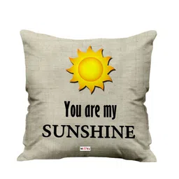 ME & YOU Beige & Yellow Printed Ultra Soft Fibre Pre-Filled Square Cushion-44
