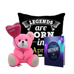 ME & YOU 3 Pieces Lightweight Printed Pillow with Card & Happy Birthday Teddy-image-72