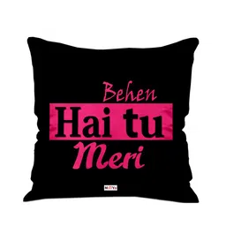 ME & YOU Black & Pink Printed Square Cushion-49