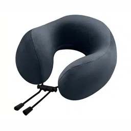 BILLEBON Grey Memory Foam Filled Faux Velvet Breathable Travel Pillow-16
