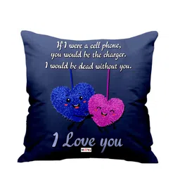 ME & YOU Navy Blue & White Printed Fibre Filling Square Cushion-picture-13