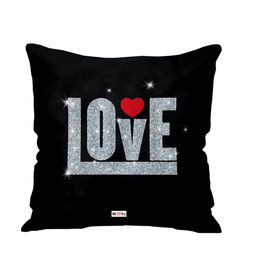 ME & YOU Black & Grey Love Printed Square Fibre Pre Filled Cushion-picture-9